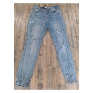 Kancan Jeans  size 7/27 Juniors  style kc5109L  Light Wash Skinny Ankle Distress